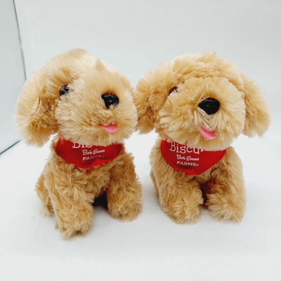 Bob Evans Biscuit the Dog 6" Tan Stuffed Animal Plush Set of 2 - Picture 1 of 7